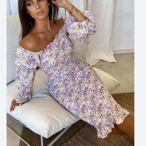 Sndys the label - smocked purple floral dressss NWT L